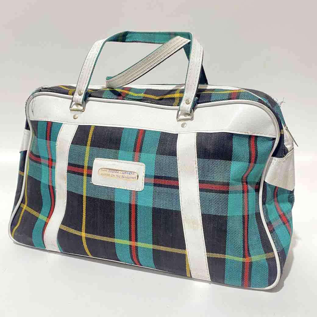 BAG, Retro Aqua Tartan White Detail